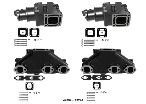 Kit Complet Collecteurs 99746 + Coudes 44354 MERCRUISER GM 262 4.3L V6 1983-2002 (Joint humide / wet)