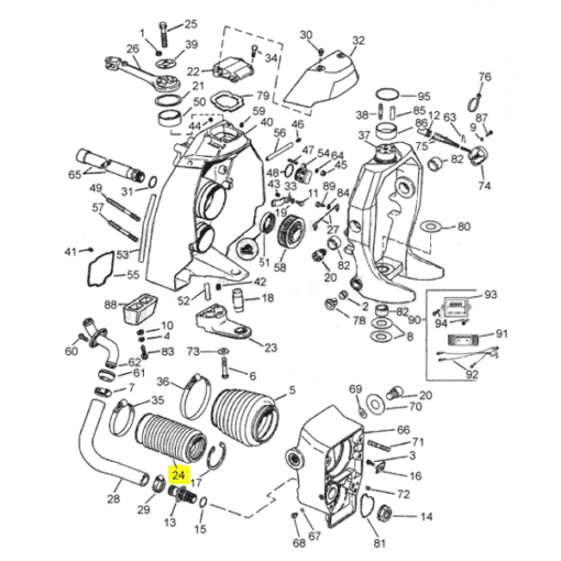 REC914036 - Soufflet d'échappement - Embase DP / SX / COBRA - Volvo Penta 3850426 / OMC 914036