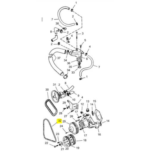 RM3852504 - Courroie trapézoïdale - GM V6 4.3L - Volvo Penta 3852504 / OMC 0778031