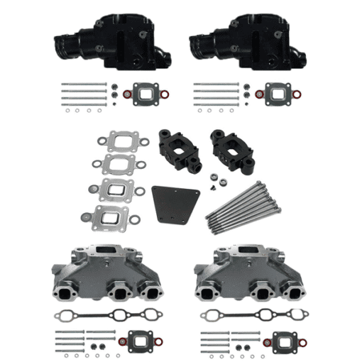 Kit Complet Collecteurs 84612+ Coudes 84309 + Rehausses BK-865995A01 Mercruiser - 4.3L V6 - 2002 et +  - (Joint sec / dry)