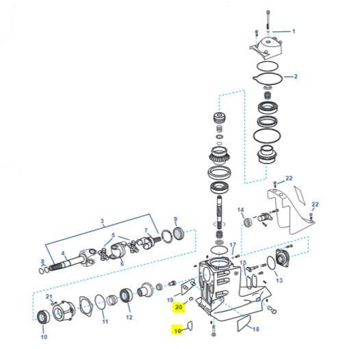 REC39631 - Kit joint installation boitier supérieur - Embase SX / OMC Cobra - (1994-98)