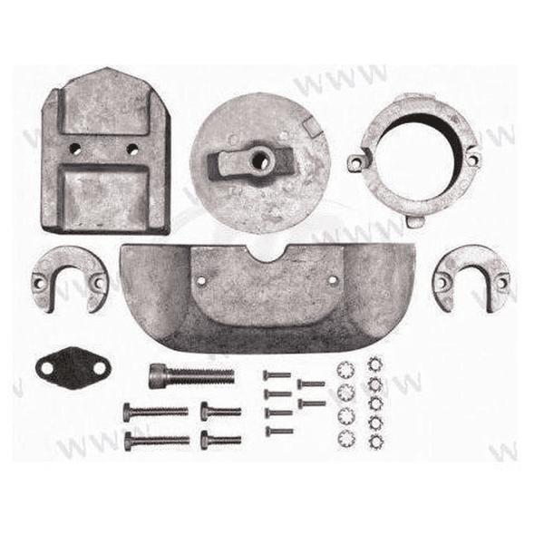 TENKITALPHAONE_2 - Kit anode zinc Mercruiser pour embase Alpha One GEN II (1991 et +)