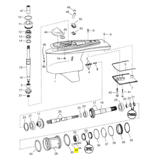 REC955981 - Joint torique inferieur - Embase DP-S / SX-C / SX-M - Volvo Penta 3551602