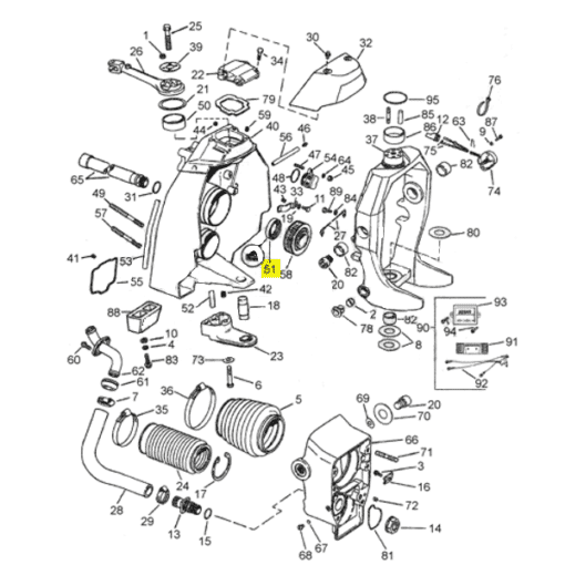 REC3852548 - Joint spi arrière roulement de bol - Mercruiser 802161 / OMC 0778091 / Volvo Penta 3852548