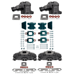 Kit Complet Collecteurs 5735 + Coudes 4591 + Rehausses BAMC-20-864908A1 Mercruiser 5.0L, 5.7L, 6.2L V8 2002 et + - (Joint sec / dry)