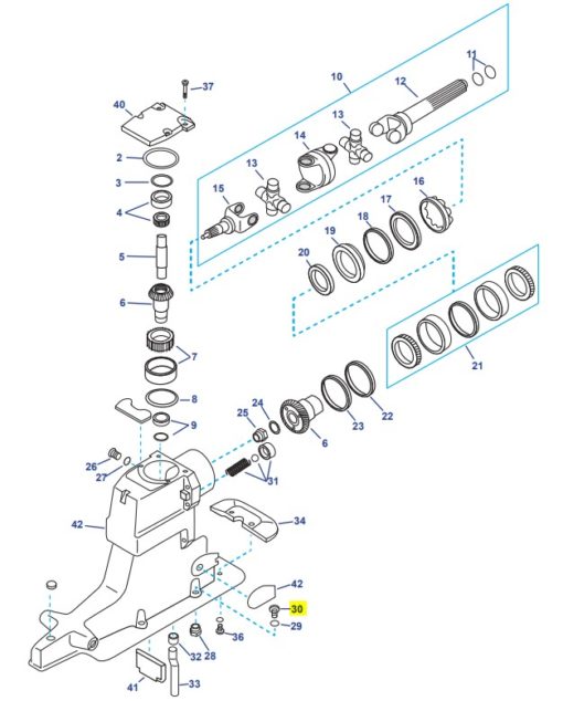 REC10-816601 - Boulon embase 7/16-20 X 1-1/2 - ALPHA ONE GEN 2 et BRAVO 3 / Mercruiser 10-816601