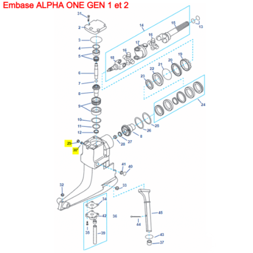 REC10-79953Q04 - Bouchon de vidange + joint - Embase ALPHA ONE GEN 1 ET 2 - Mercruiser 10-79953Q04 / OMC 0027283