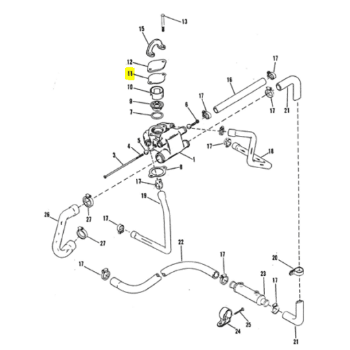 REC27-33179Q02 - Joint de couvercle de thermostat - GM L4 / V6 / V8 - Mercruiser 27-331792 / OMC 0509251