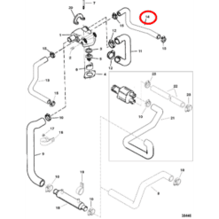 REC32-8066361 - Durite de refroidissement - Thermostat vers collecteur tribord - GM V6 et V8 - Mercruiser 32-8066361