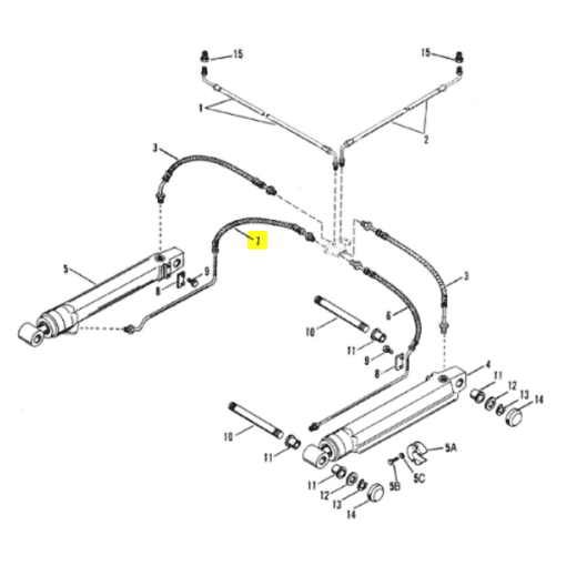 REC32-864959 - Flexible de trim bâbord - Embase ALPHA ONE GEN 1 (vérin de trim 411mm) et GEN 2 - Mercruiser 32-864959 / OMC 0508856