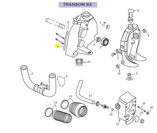 REC3852550 - Joint platine transom / tablier arrière - Embase SX - Mercruiser 802162 / Volvo Penta 3852550 / OMC 0778082