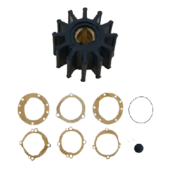 CEF500120T - Kit turbine pompe eau de mer - Ø 65mm / 12 Pales / Axe Ø 16mm / Epaisseur 41 mm - Jabsco 18948-0001 / Volvo Penta 835874 / OMC 0981939