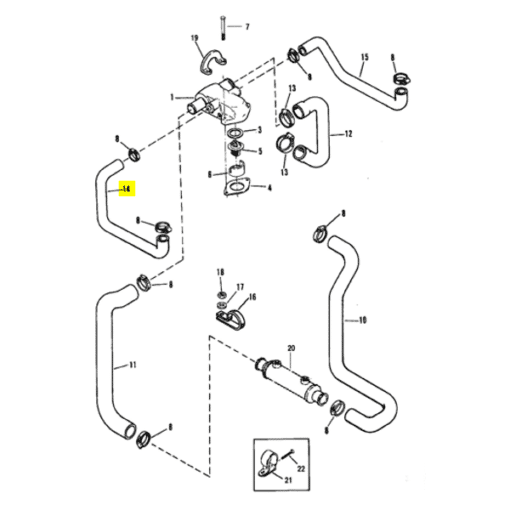 REC32-8066351 - Durite refroidissement - GM V6 et V8 - Mercruiser 32-8066351