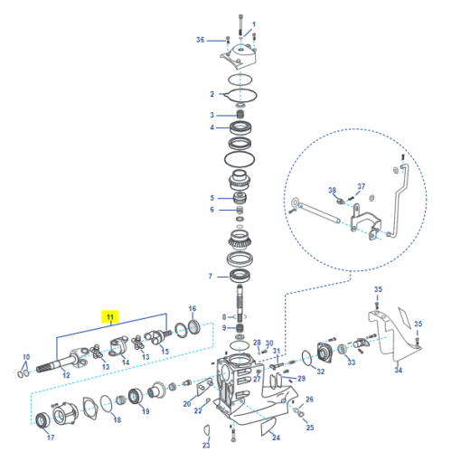 REC3860842 - Cardan complet GKN - Embase Cobra / SX / DP-S / DPS - Volvo Penta 3860842 / OMC 3860842