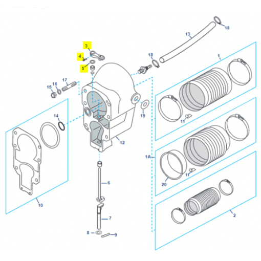 REC45518T1 - Kit levier inverseur - Embase ALPHA ONE GEN 1 et 2 - Mercruiser 45518T1