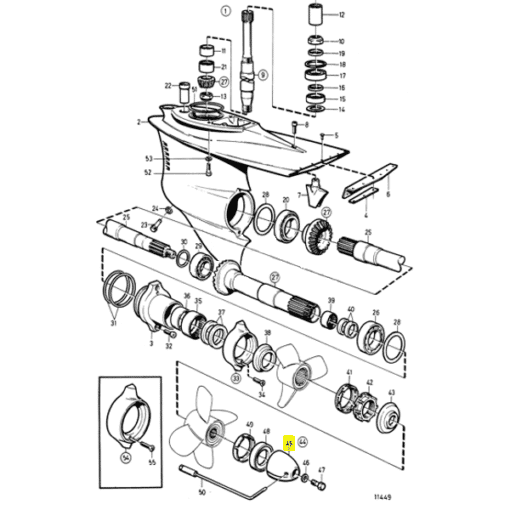 RM872549 - Kit cone hélice - Embase DP280-290 - Article original - Diamètre 20mm - Volvo Penta