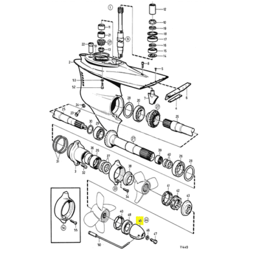 RM872614 - Kit cône hélice - Embase DP280-290 - Ø16MM - Article original - Volvo Penta 872614