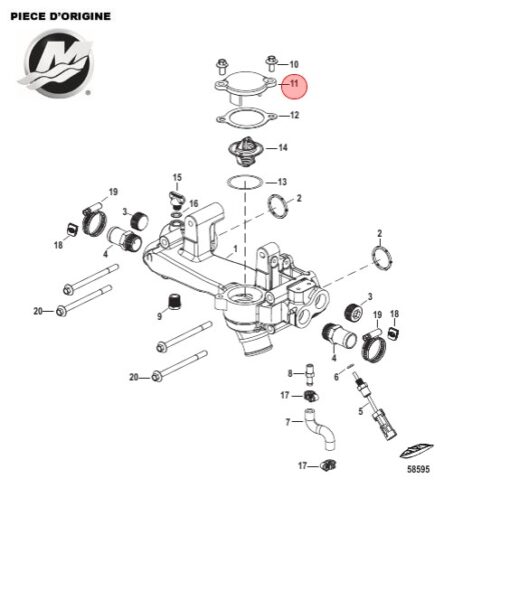 BK-8M0073879 - Couvercle thermostat Mercruiser 8M0073879