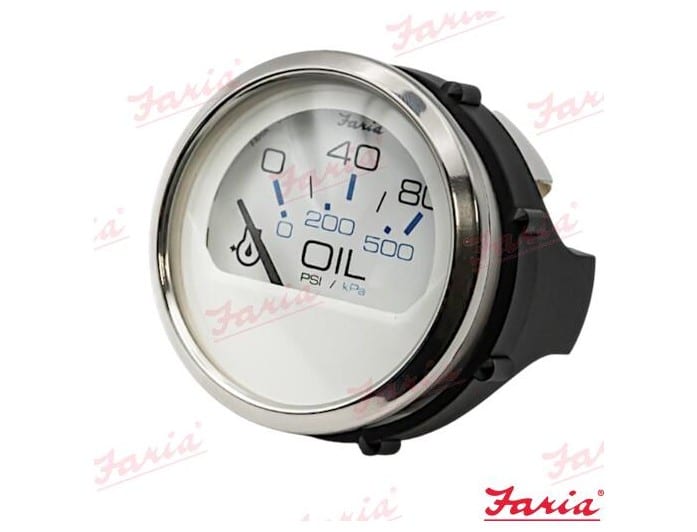 FA13802 - MANO PRESSION D HUILE 80PSI 50 MM FARIA BLANC / CHROME